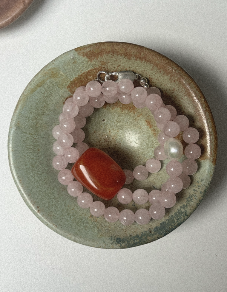 Corlienne - Rose Quartz & Carnelian Necklace