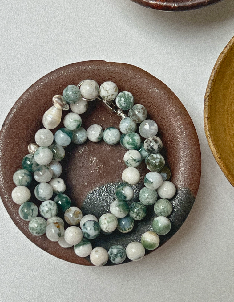 Talin - Tree Agate & Pearl Necklace