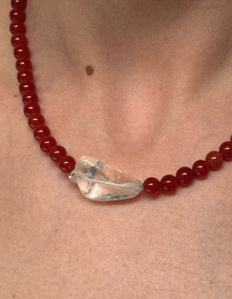 Vita - Carnelian & Clear Quartz Necklace