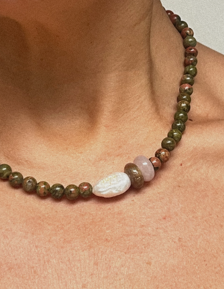 Tavrine - Unakite & Indian Agate Necklace