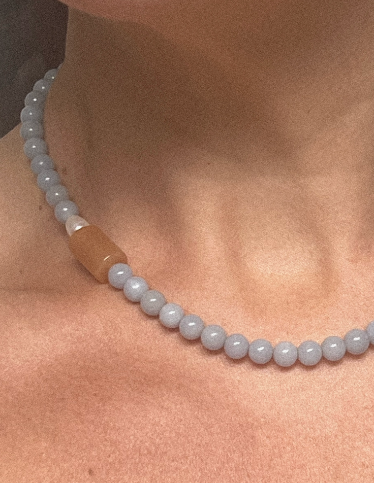 Danu - Angelite & Peach Agate Necklace