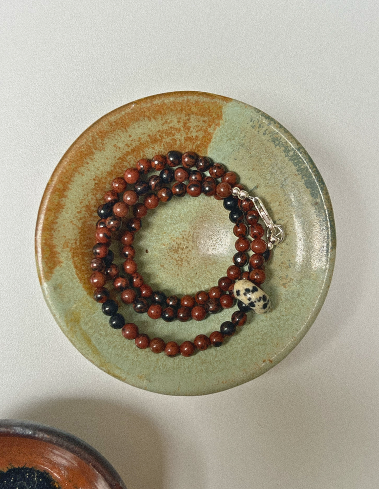 Drevara III- Mahogany Obsidian Movement Necklace