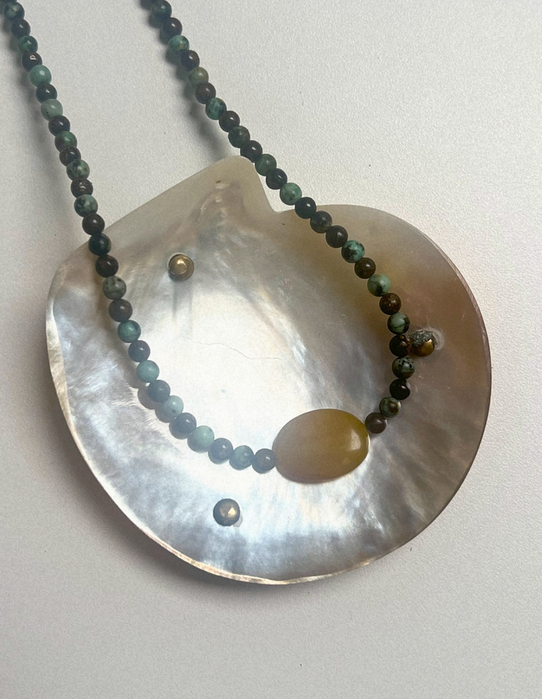 Trove 35: turquoise and bronzite necklace, hand-strung by Palm of Feronia, photo 2