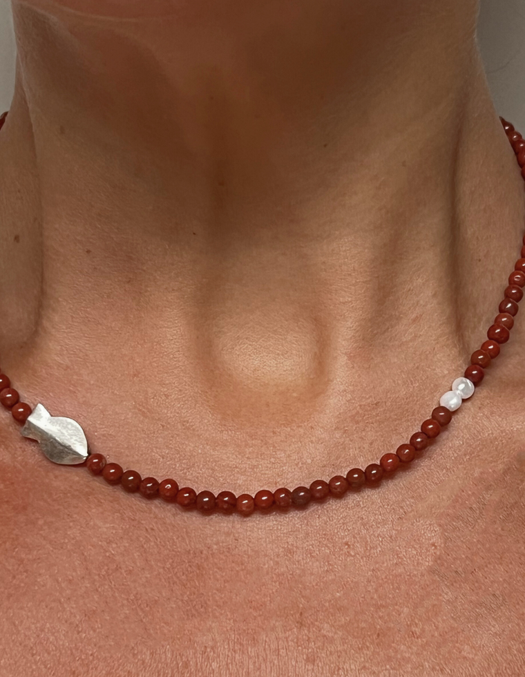 Marthisse - Red Jasper & Pearl Necklace