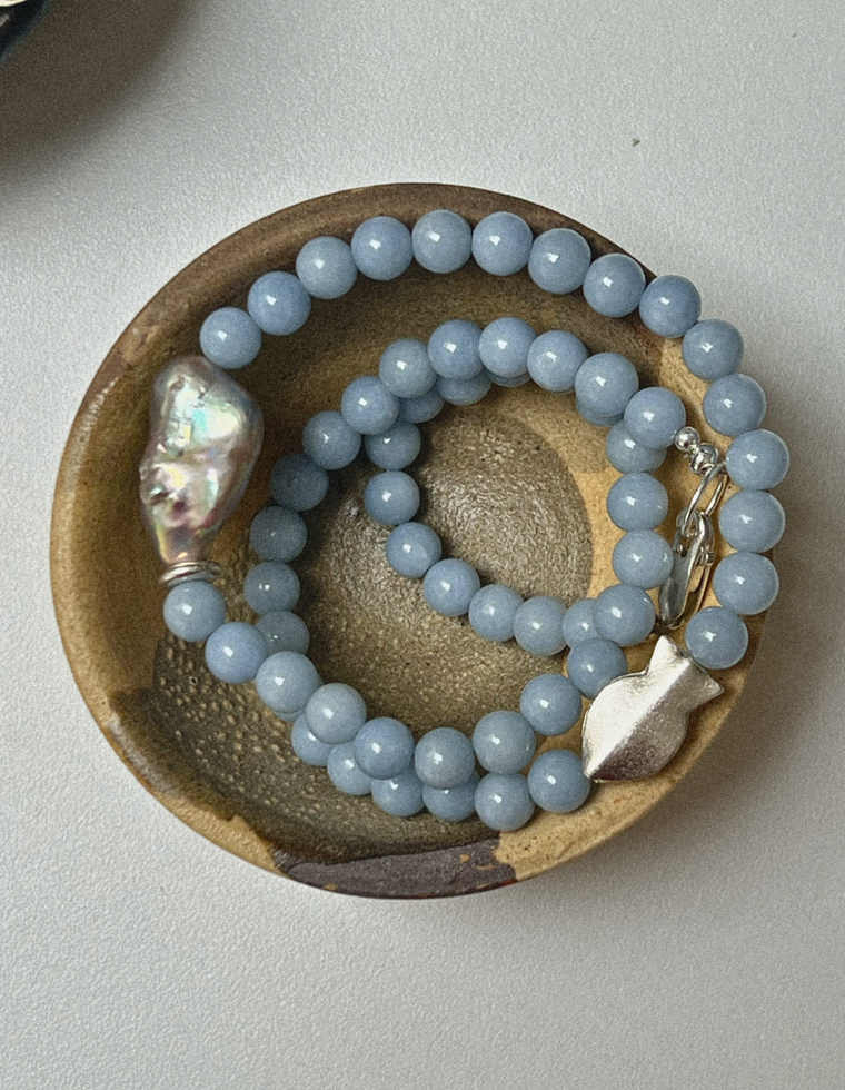 Rhenna - Angelite & Pearl Necklace