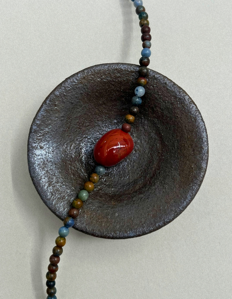 Celadon 6: dumortierite and red jasper necklace, hand-strung by Palm of Feronia, photo 2