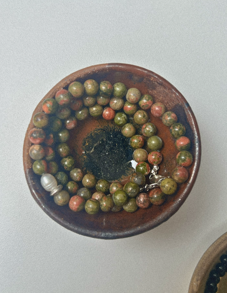 Fenel - Unakite & Pearl Necklace