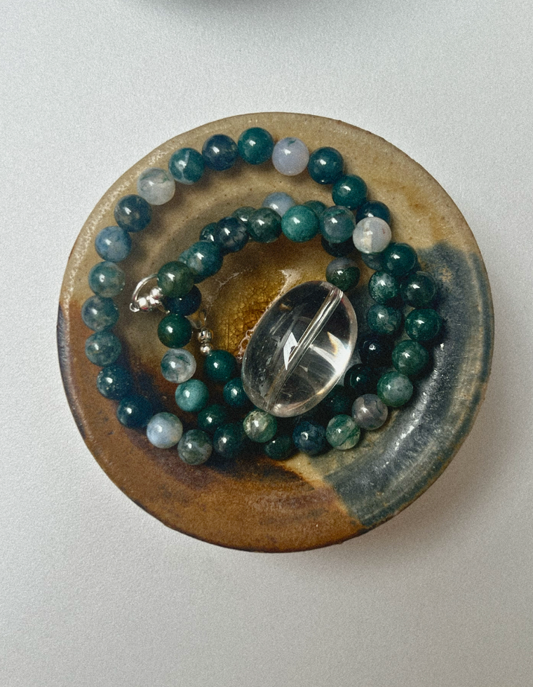 Tessara - Moss Agate & Clear Quartz Necklace