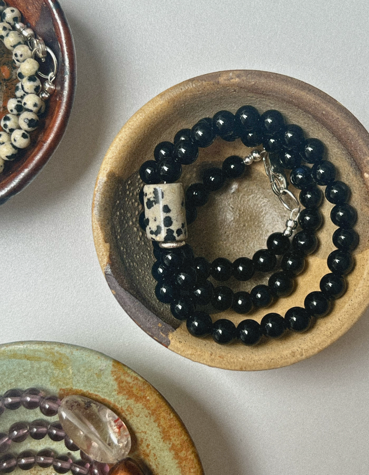 Darael - Onyx & Dalmatian Jasper Necklace