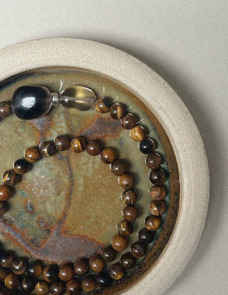 Drelan - Tiger Eye & Smoky Quartz Necklace