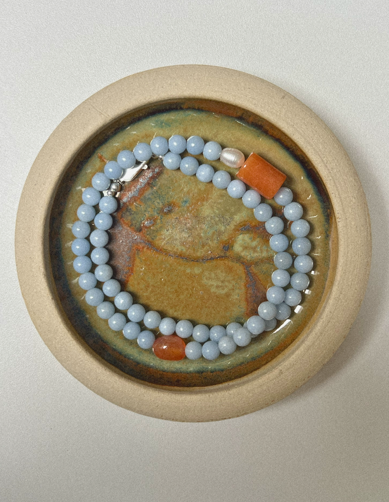 Alvwyn - Angelite & Peach Aventurine Necklace