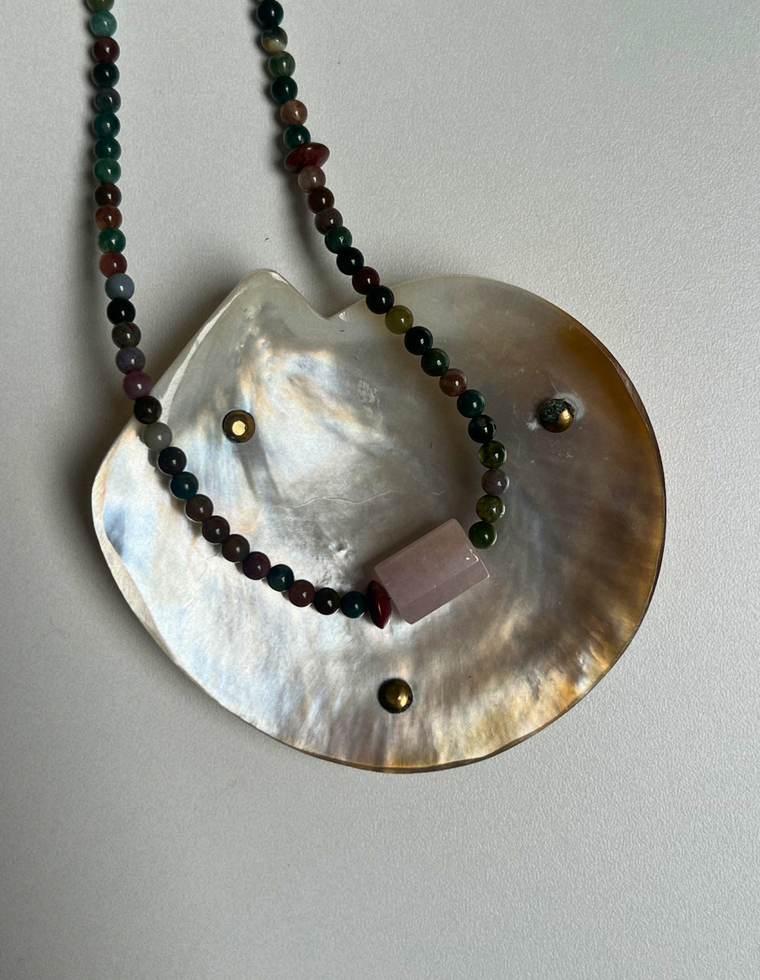 Solstice 2 - Indian Agate & Rose Quartz Necklace