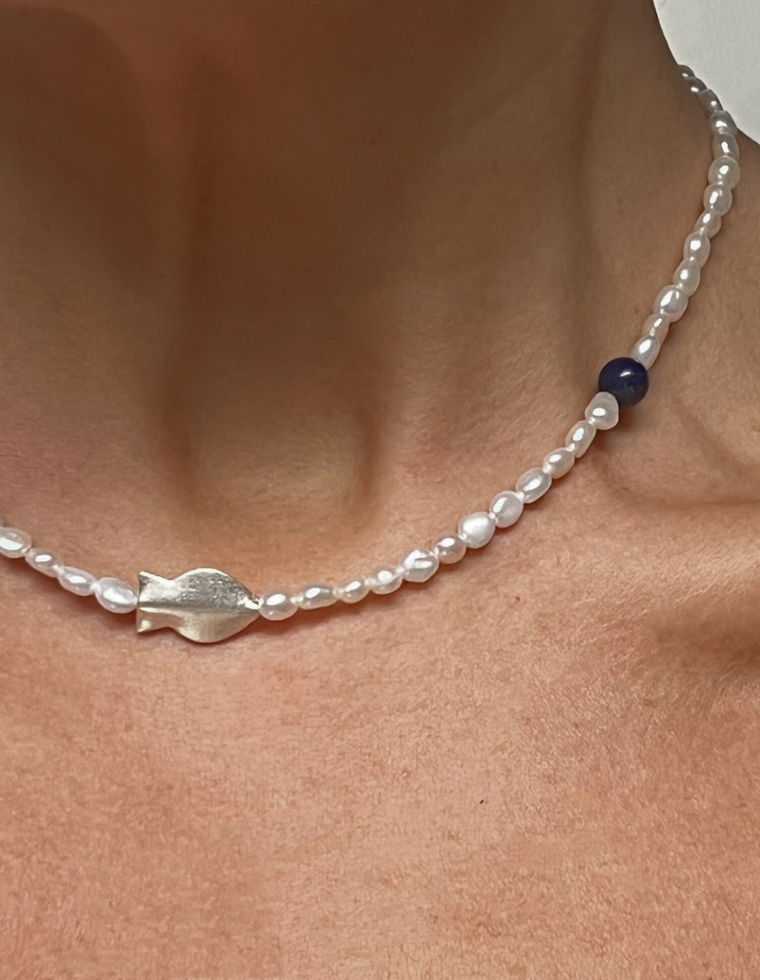Erythis - Pearl & Lapis Lazuli Necklace