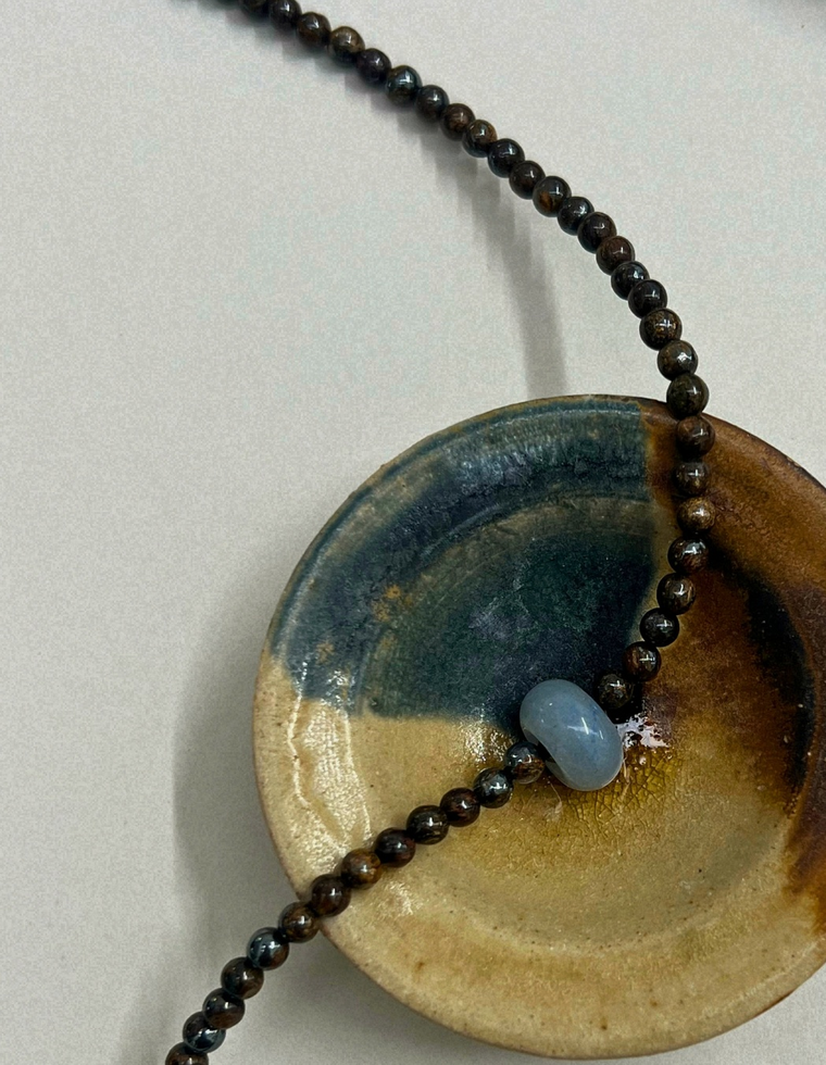 Harvest 3: bronzite and blue aventurine movement necklace, hand-strung by Palm of Feronia, photo 2