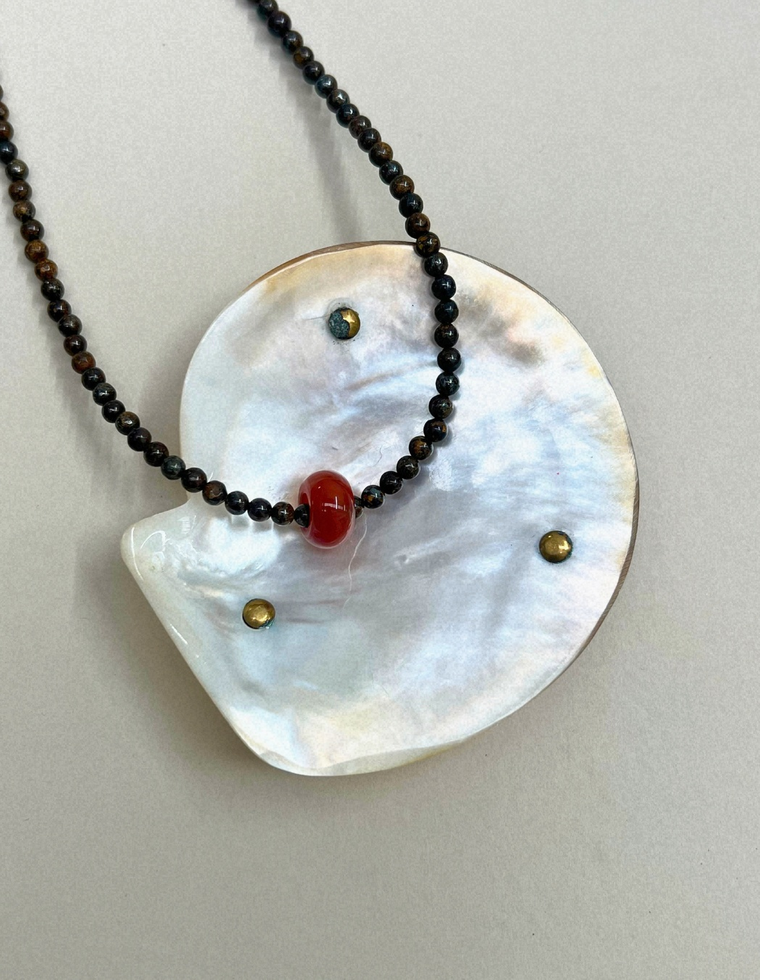 Harvest 2: bronzite and carnelian movement necklace, hand-strung by Palm of Feronia, photo 2