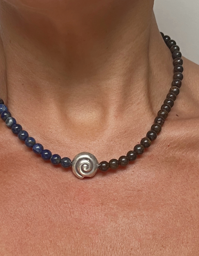 Orythea - Lapis Lazuli & Bronzite Necklace