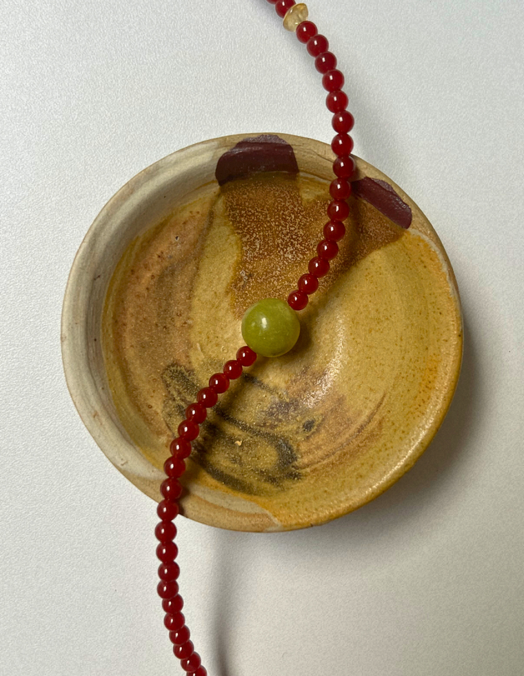 Groundwork 6 - Carnelian & Olive Jade Necklace
