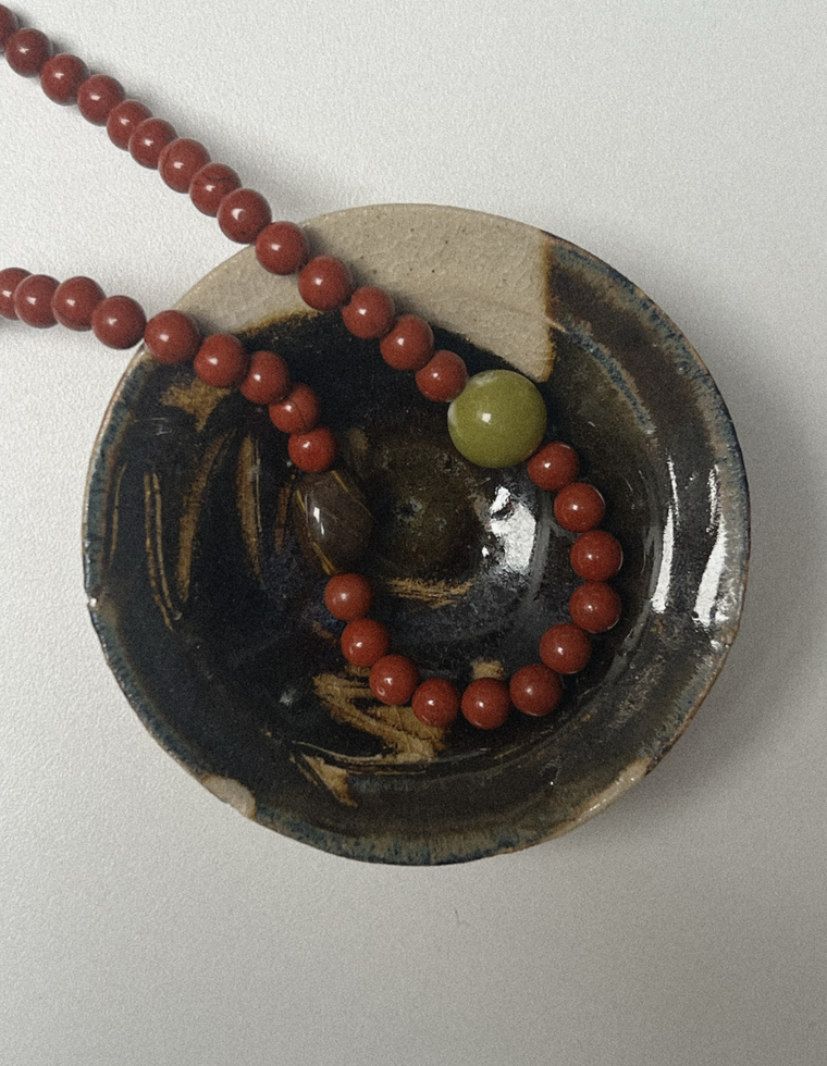 Fenwyn - Red Jasper & Olive Jade Necklace