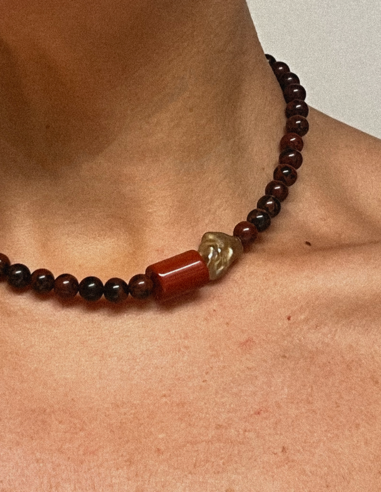 Vessari - Mahogany Obsidian & Red Jasper Necklace