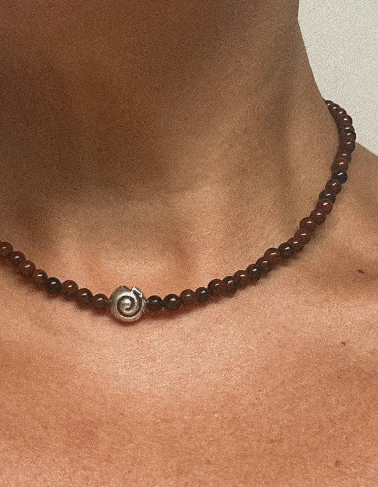 Zereth - Mahogany Obsidian Spiral Necklace