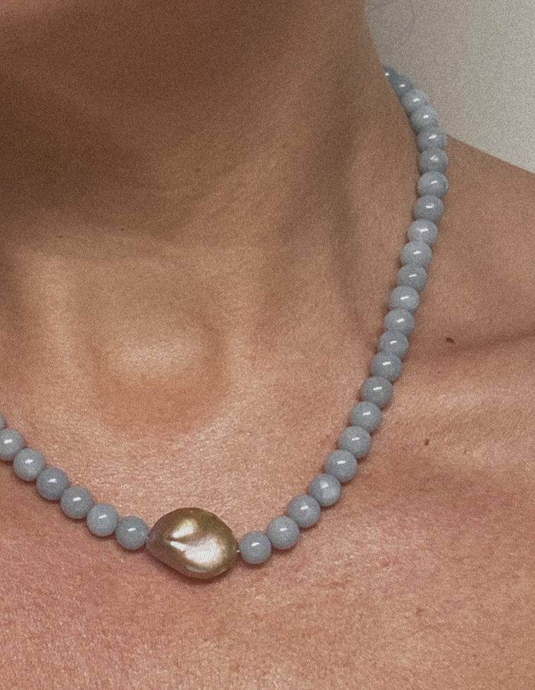 Nyelle - Angelite & Pearl Necklace