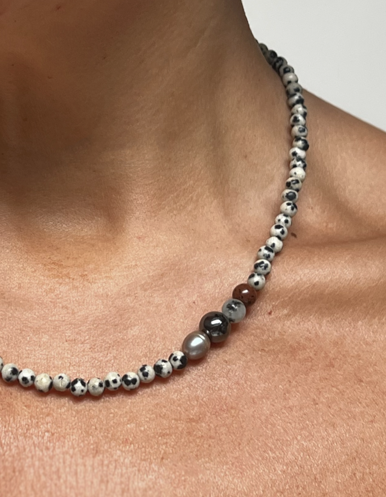 Nyrelle - Dalmatian Jasper & Mahogany Obsidian Necklace