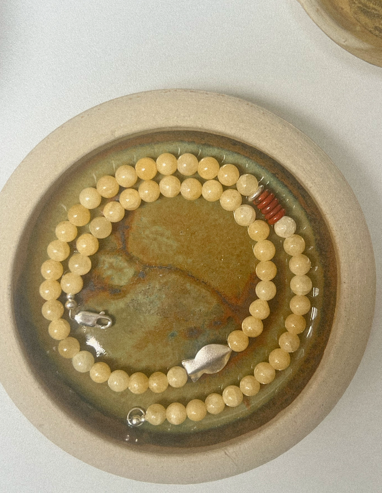 Thalara III - Yellow Jade & Red Jasper Necklace