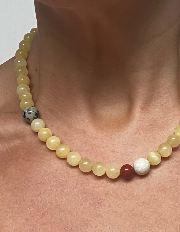 Phyrelle - Yellow Jade & Dalmatian Jasper Necklace