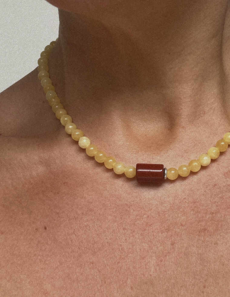 Cirella - Yellow Jade & Red Jasper Necklace