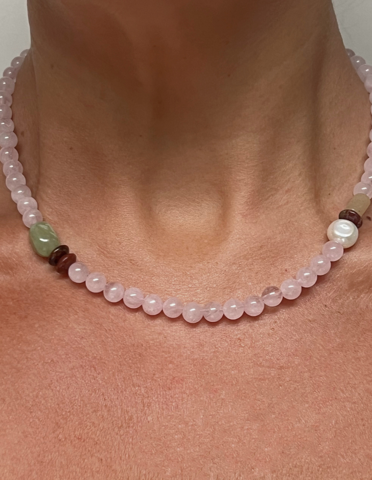 Florayne - Rose Quartz & Bowenite Necklace