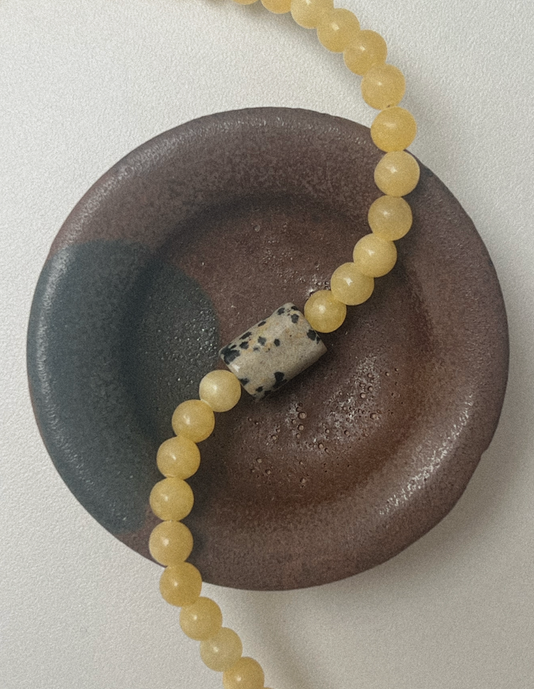 Ambrosia II - Yellow Jade & Dalmatian Jasper Necklace