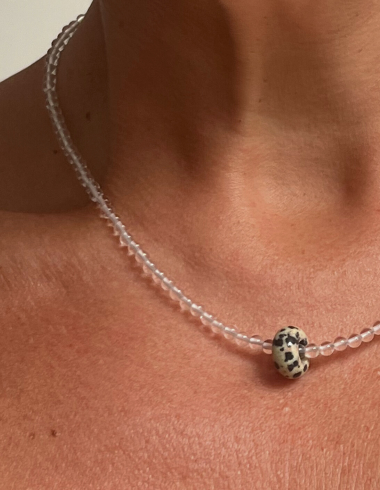 Olivienne - Dalmatian & Ocean Jasper Movement Necklace