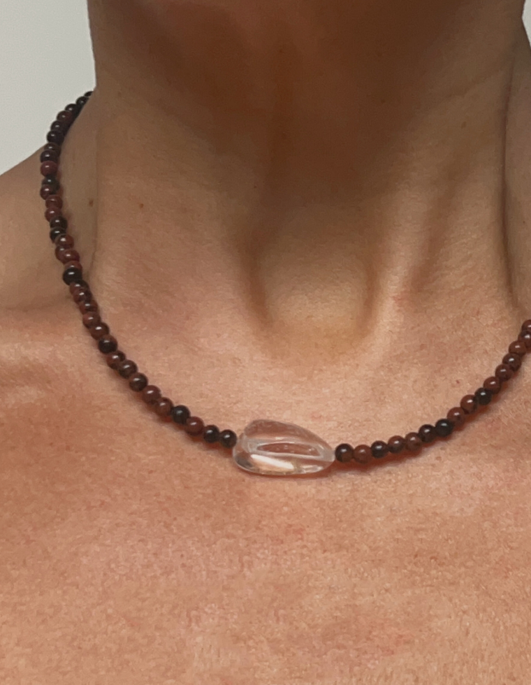 Draelis - Mahogany Obsidian & Clear Quartz Necklace