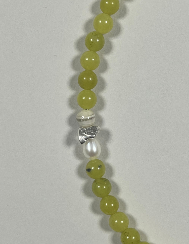 Islen - Olive Jade & Pearl Necklace