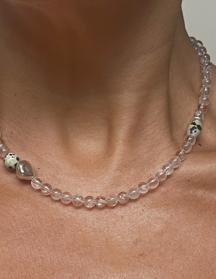 Asteron - Clear Quartz & Dalmatian Jasper Necklace