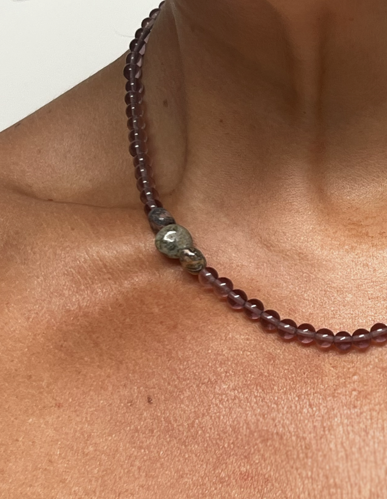 Amarien - Fluorite & Ocean Jasper Necklace