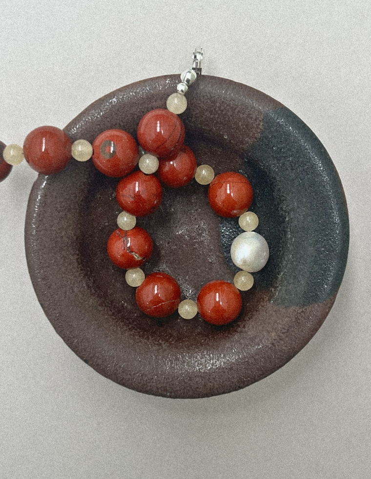 Ysolde - Red Jasper & Aragonite Bracelet