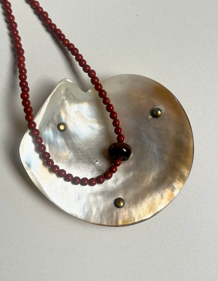 Fresco 3: red jasper movement necklace, hand-strung by Palm of Feronia