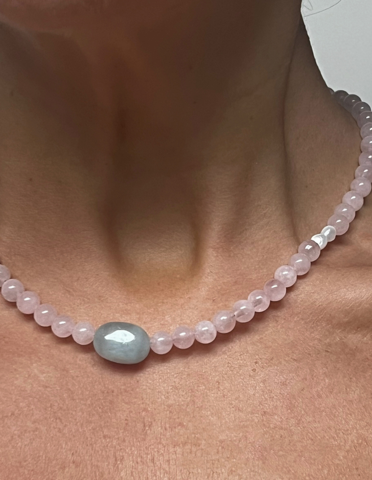 Corvalen - Rose Quartz & Beryl Necklace