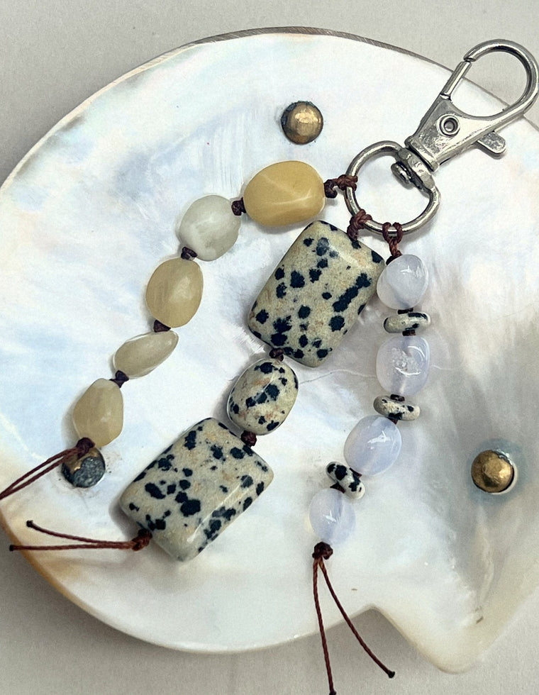Stoned Charm - Yellow Jade & Dalmatian Jasper