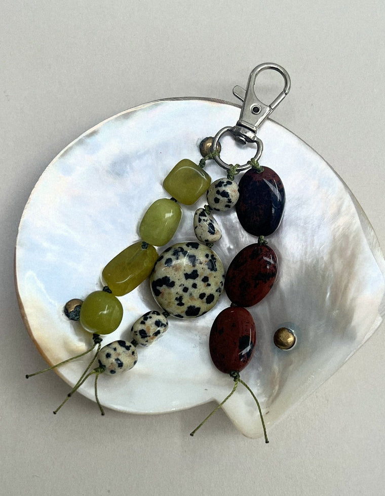 Stoned Charm - Olive Jade & Dalmatian Jasper