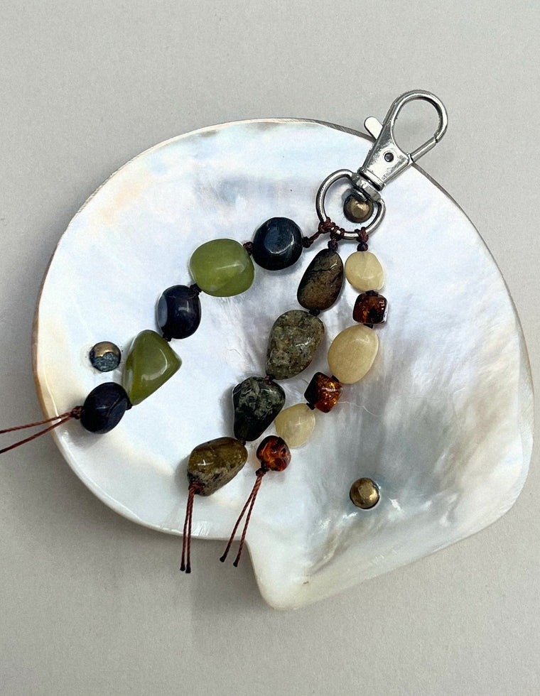 Stoned Charm - Bronzite & Olive Jade