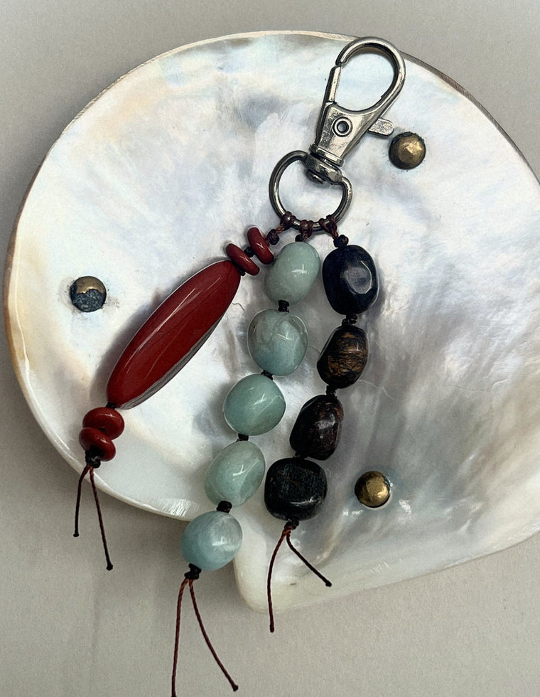 Stoned Charm - Red Jasper & Flower Amazonite