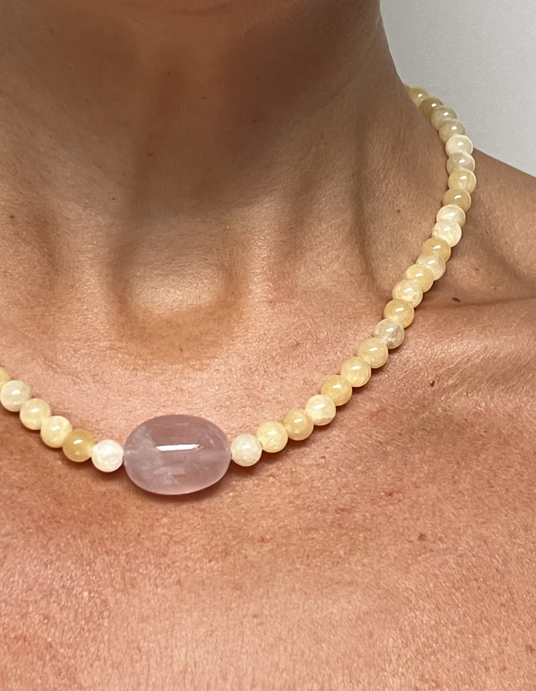 Serenith - Yellow Jade & Rose Quartz Necklace