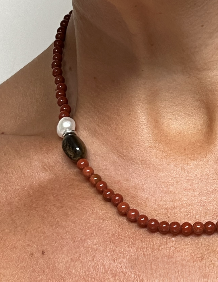 Quineth - Red Jasper & Tiger Eye Necklace