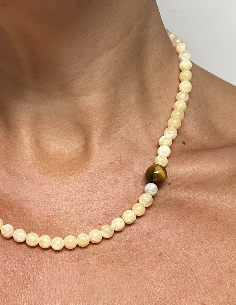 Olyra - Yellow Jade & Tiger Eye Necklace