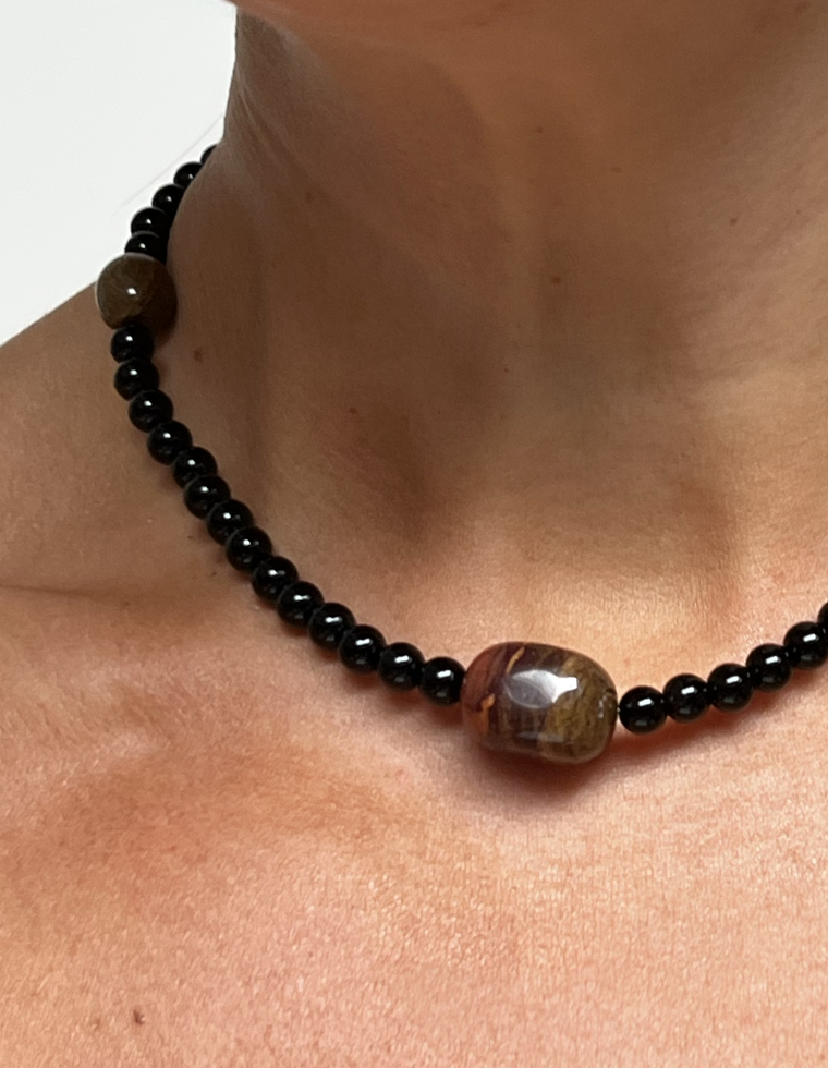 Therinelle - Onyx & Mookaite Jasper Necklace
