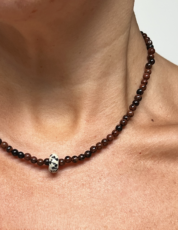 Drevara III- Mahogany Obsidian Movement Necklace