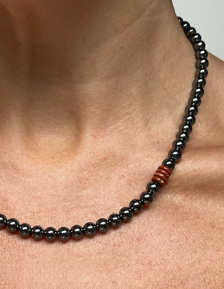 Virellyn - Hematite & Red Jasper Necklace