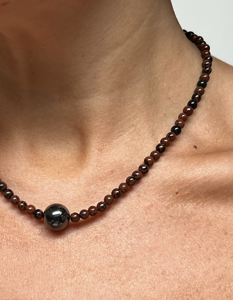 Velsira - Mahogany Obsidian & Hematite Necklace